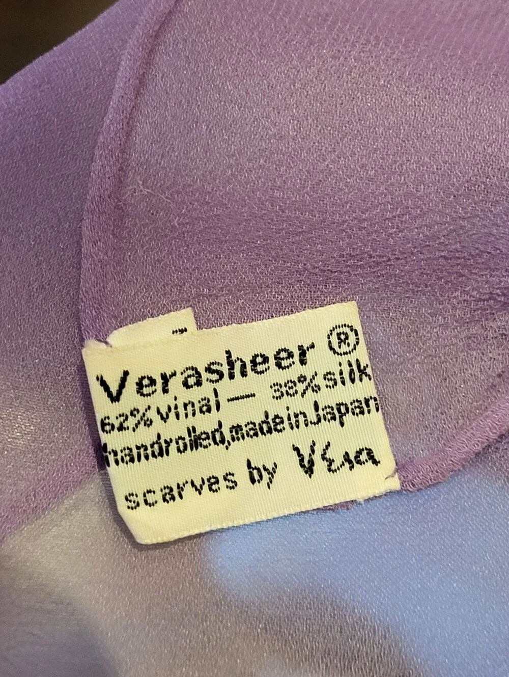 Vera Neumann 1960s Vera Sheer Silk-blend Purple Chiffon Square Scarf